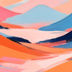 Romance Valley, Pastel Nature Landscape Abstract Painting, Blush Colorful Bright Eclectic, Soft Colors Contemporary Modern Bohemian Coffee Mug Gallery Image 2