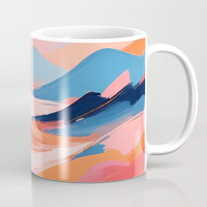 Romance Valley, Pastel Nature Landscape Abstract Painting, Blush Colorful Bright Eclectic, Soft Colors Contemporary Modern Bohemian Coffee Mug Gallery Image 1