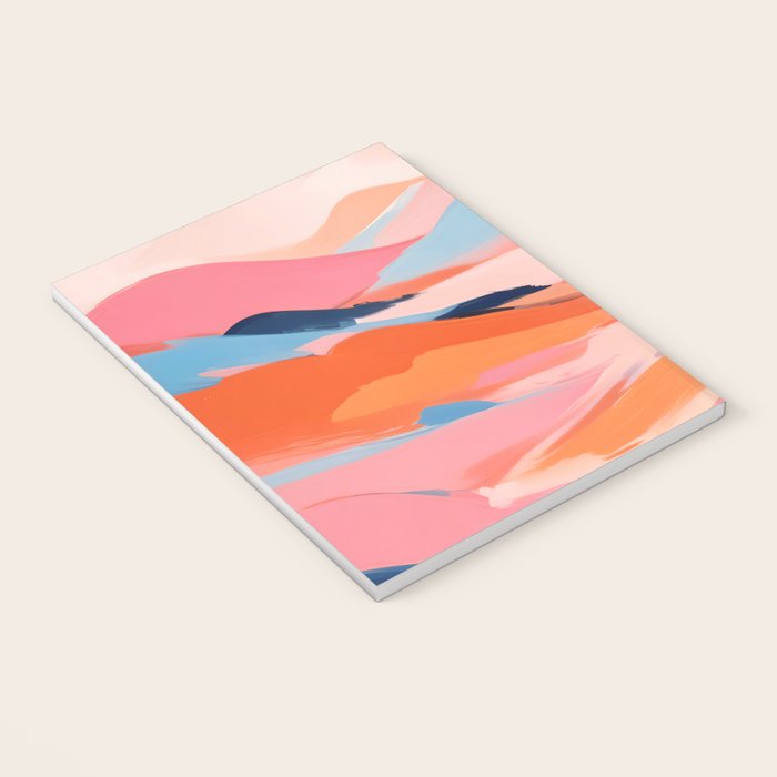 Romance Valley, Pastel Nature Landscape Abstract Painting, Blush Colorful Bright Eclectic, Soft Colors Contemporary Modern Bohemian Notebook Gallery Image 3