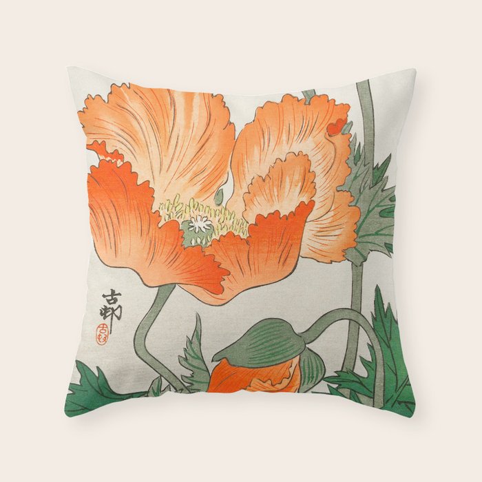 Blossoming Flower - Vintage Japanese Woodblock Print Art Throw Pillow Gallery Image 6