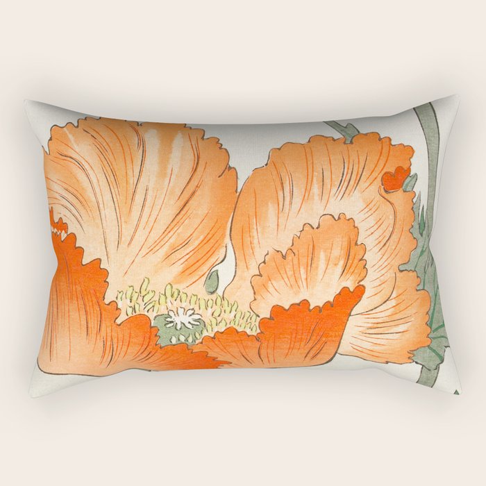Blossoming Flower - Vintage Japanese Woodblock Print Art Rectangular Pillow Gallery Image 2