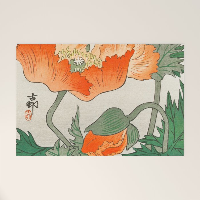 Blossoming Flower - Vintage Japanese Woodblock Print Art Welcome Mat Gallery Image 1