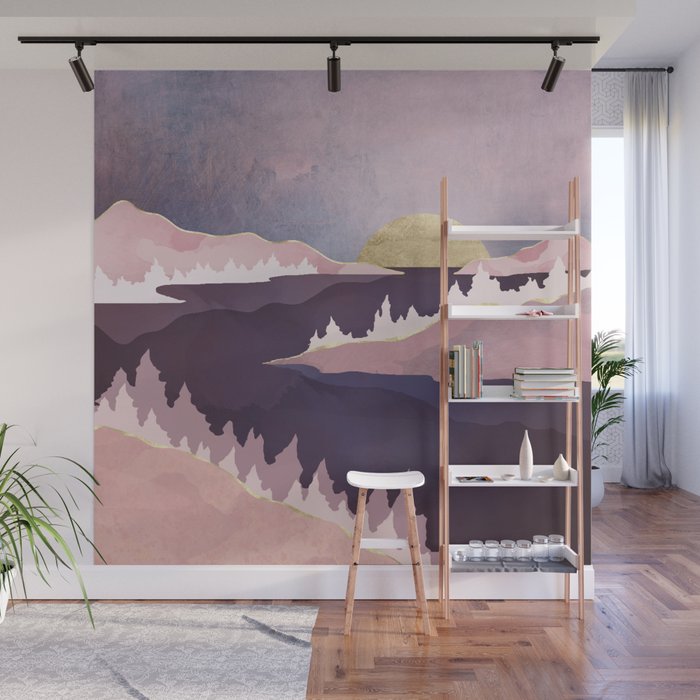 Mauve Lake Wall Mural Gallery Image 1