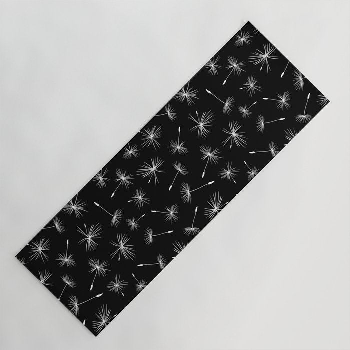 Flying Dandelions Black White Yoga Mat Gallery Image 1