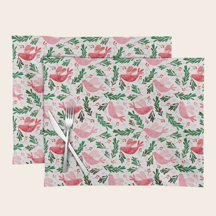 Festive Birds - christmas pattern no2 Placemat Gallery Image 1