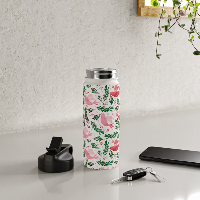 Festive Birds - christmas pattern no2 Water Bottle Gallery Image 4