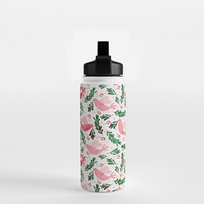 Festive Birds - christmas pattern no2 Water Bottle Gallery Image 2