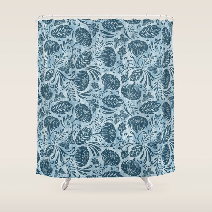 Arabella - Washed Indigo Shower Curtain Gallery Image 1