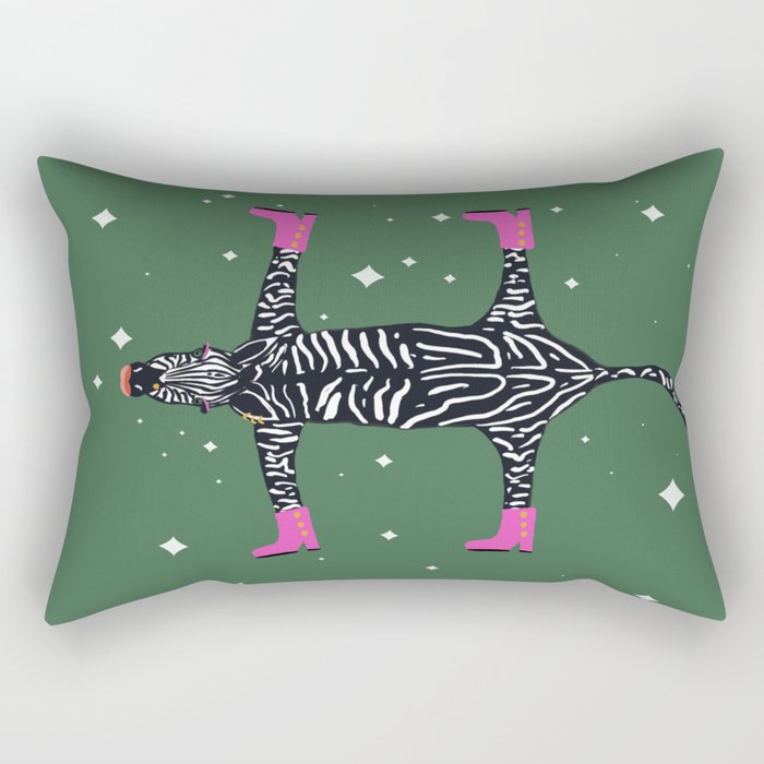 Cool zebras with fuchsia pink shoes and red lips illustration  Rectangular Pillow Gallery Image 1