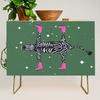 Cool zebras with fuchsia pink shoes and red lips illustration  Credenza Gallery Image 1