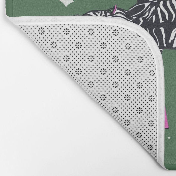 Cool zebras with fuchsia pink shoes and red lips illustration  Bath Mat Gallery Image 2