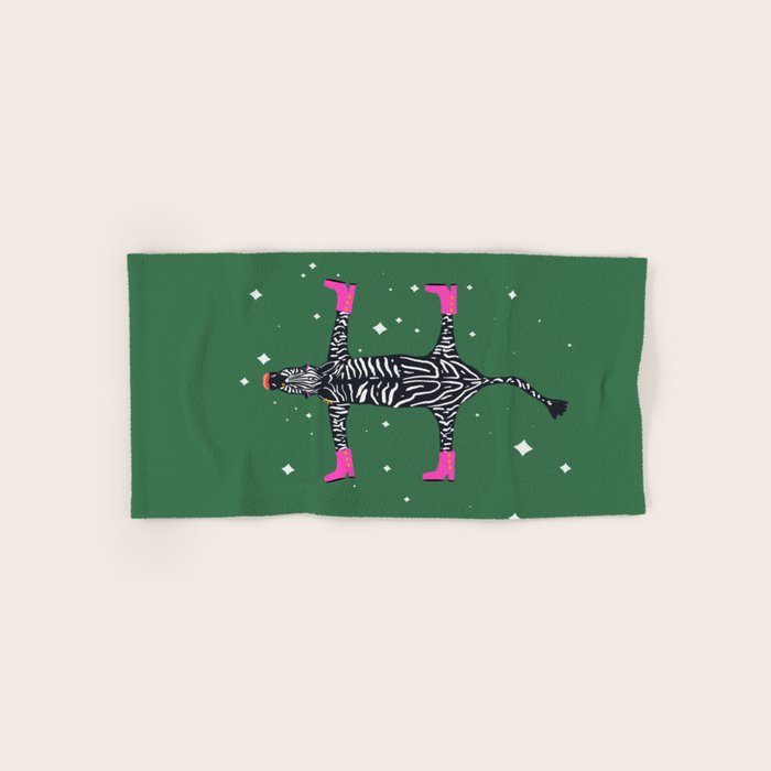 Cool zebras with fuchsia pink shoes and red lips illustration  Bath Towel Gallery Image 1