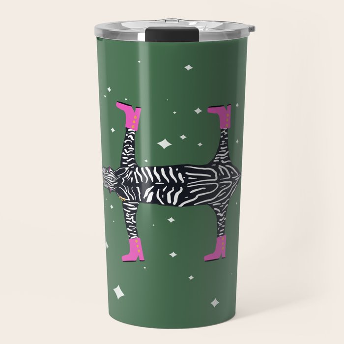 Cool zebras with fuchsia pink shoes and red lips illustration  Travel Mug Gallery Image 1
