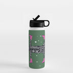 Cool zebras with fuchsia pink shoes and red lips illustration  Water Bottle Gallery Image 1