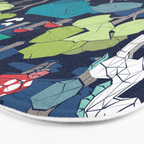 Geometric whimsical wonderland // navy blue background green forest with unicorns foxes gnomes and mushrooms Bath Mat Gallery Image 3
