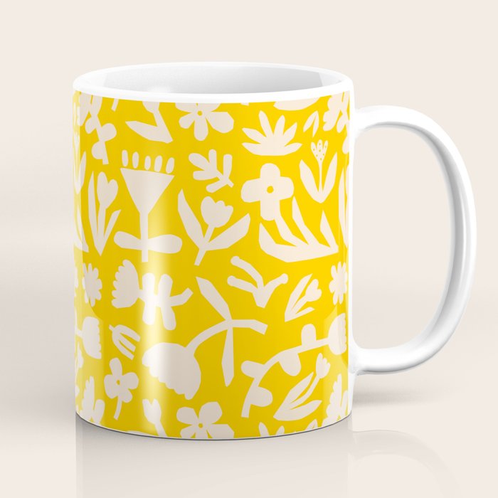Yellow abstract flower art pattern Coffee Mug Gallery Image 1
