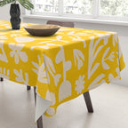 Yellow abstract flower art pattern Tablecloth Gallery Image 3