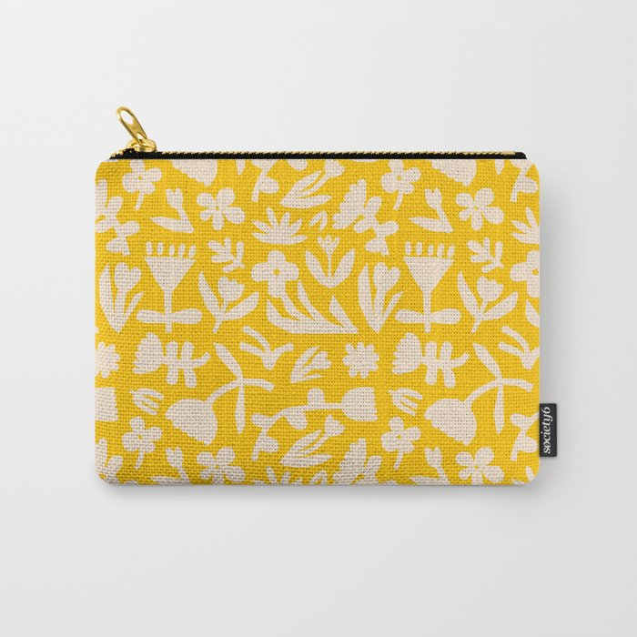 Yellow abstract flower art pattern Carry All Pouch Gallery Image 1