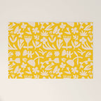Yellow abstract flower art pattern Welcome Mat Gallery Image 1