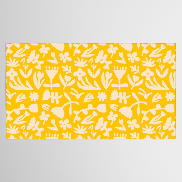 Yellow abstract flower art pattern Tablecloth Gallery Image 2