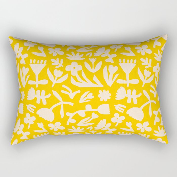 Yellow abstract flower art pattern Rectangular Pillow Gallery Image 1