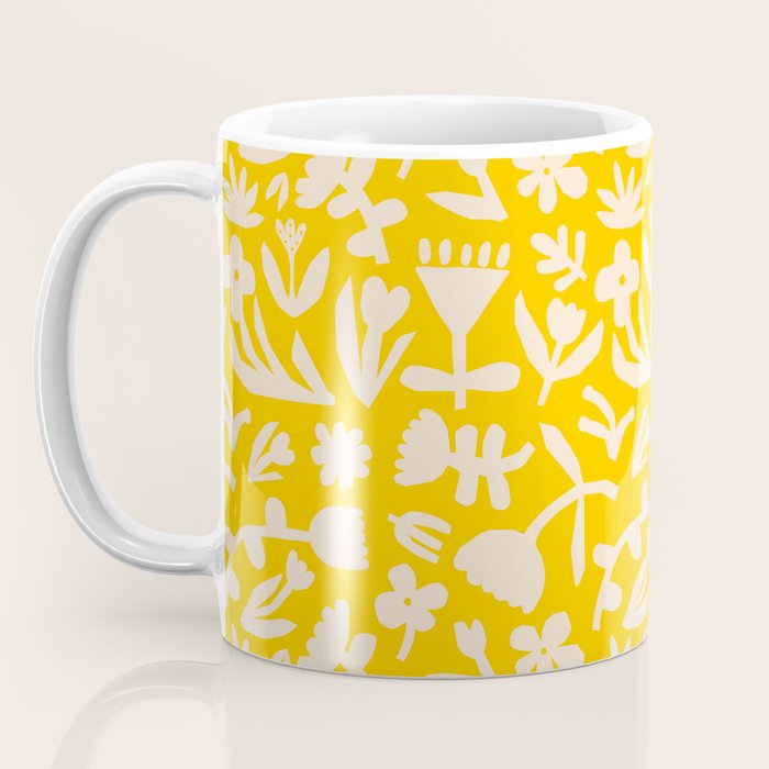 Yellow abstract flower art pattern Coffee Mug Gallery Image 3
