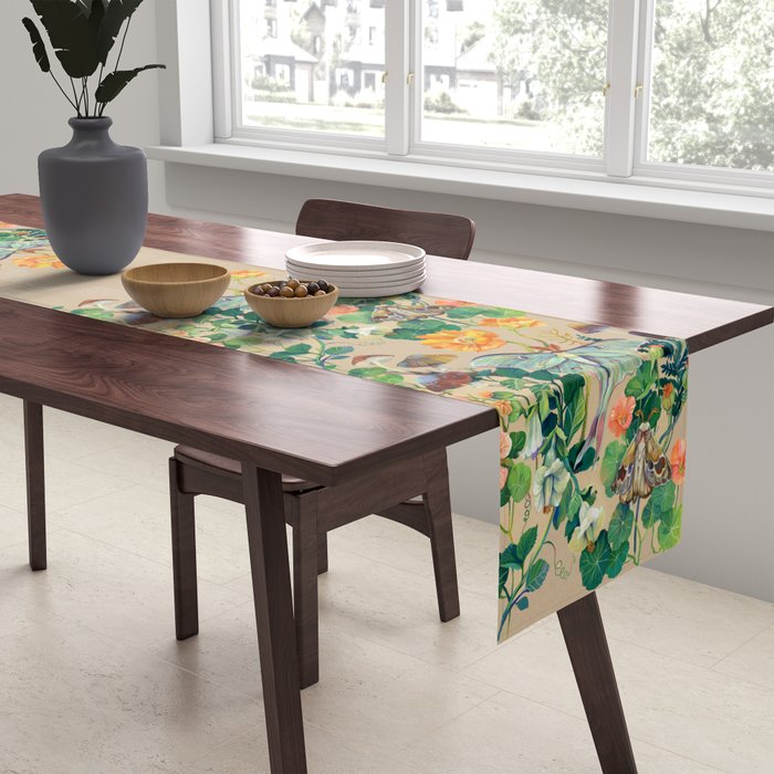 Floral Luna Moth Table Runner Gallery Image 2