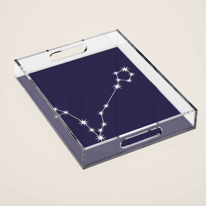Pisces Zodiac Star Constellation Line Art Dark Purple Acrylic Tray Gallery Image 1