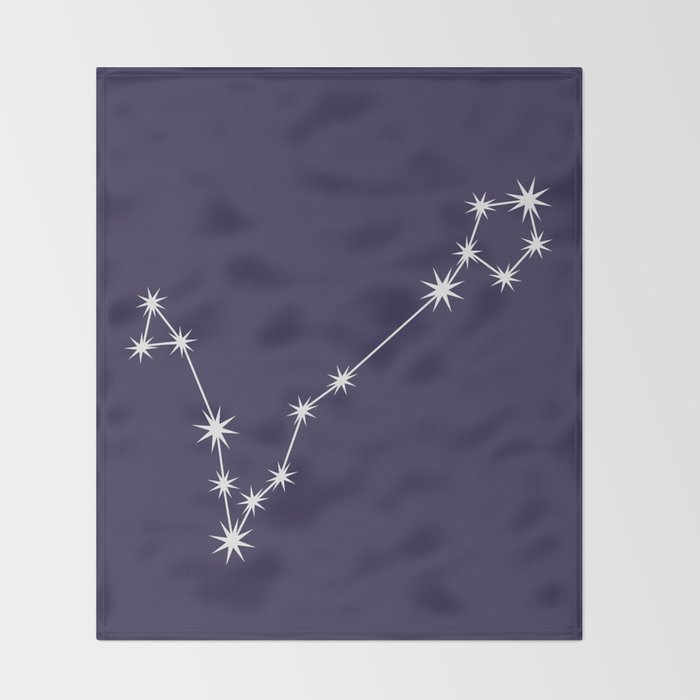 Pisces Zodiac Star Constellation Line Art Dark Purple Throw Blanket Gallery Image 2