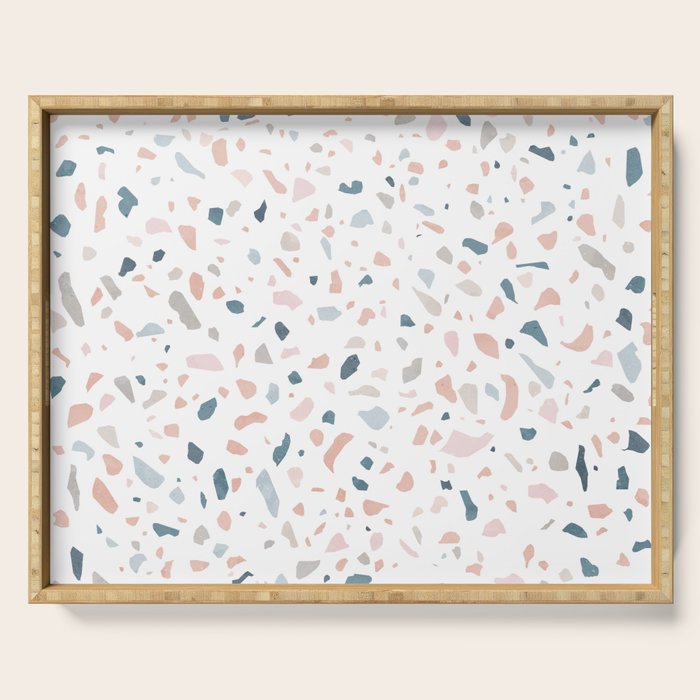 Terrazzo memphis blue pink pastel Serving Tray Gallery Image 1
