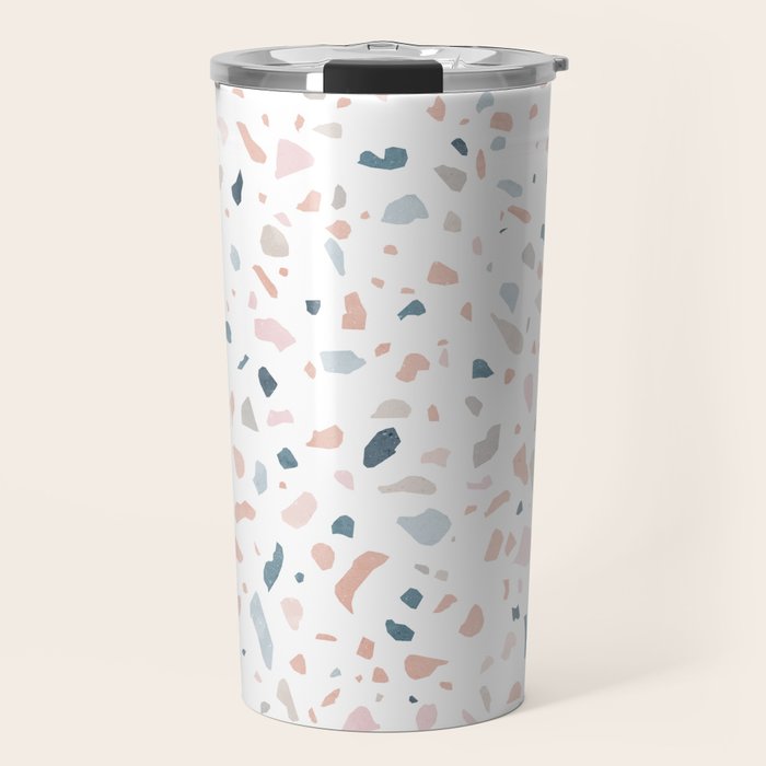 Terrazzo memphis blue pink pastel Travel Mug Gallery Image 1
