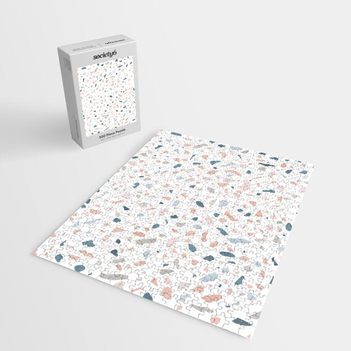 Terrazzo memphis blue pink pastel Jigsaw Puzzle Gallery Image 2