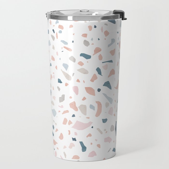 Terrazzo memphis blue pink pastel Travel Mug Gallery Image 2