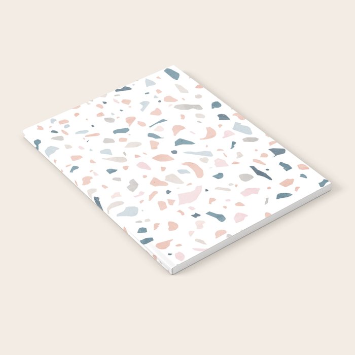 Terrazzo memphis blue pink pastel Notebook Gallery Image 2