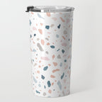Terrazzo memphis blue pink pastel Travel Mug Gallery Image 3