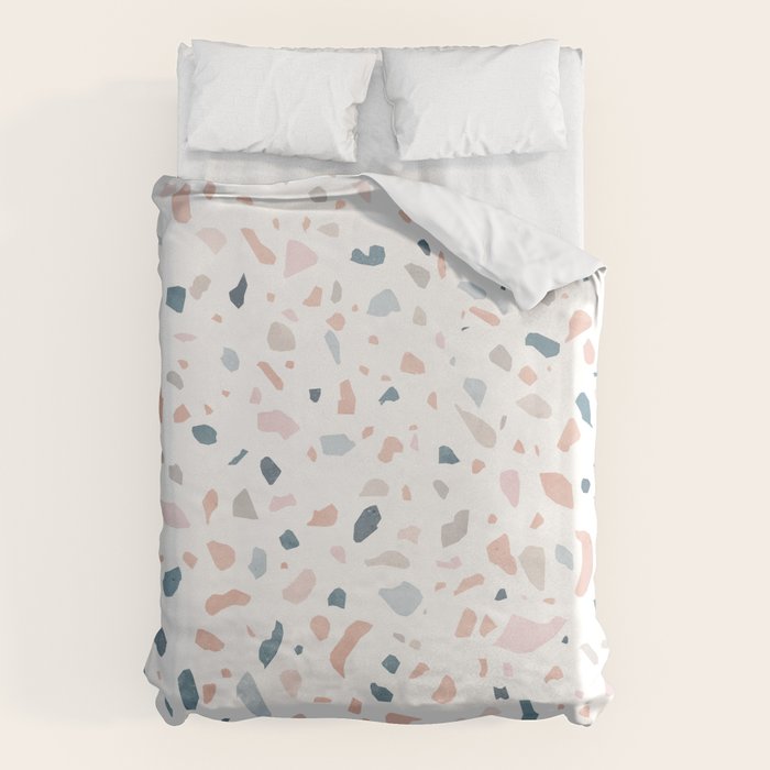 Terrazzo memphis blue pink pastel Duvet Cover Gallery Image 6