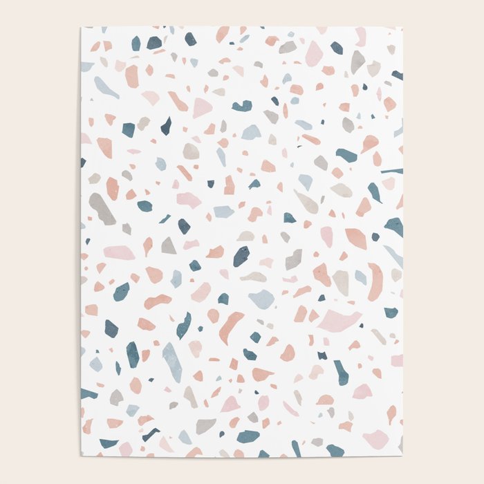 Terrazzo memphis blue pink pastel Poster Gallery Image 4