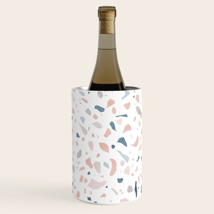 Terrazzo memphis blue pink pastel Wine Chiller Gallery Image 3