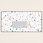 Terrazzo memphis blue pink pastel Desk Mat Gallery Image 1