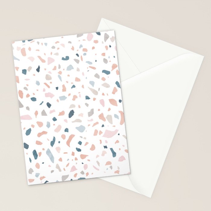 Terrazzo memphis blue pink pastel Stationery Card Gallery Image 2