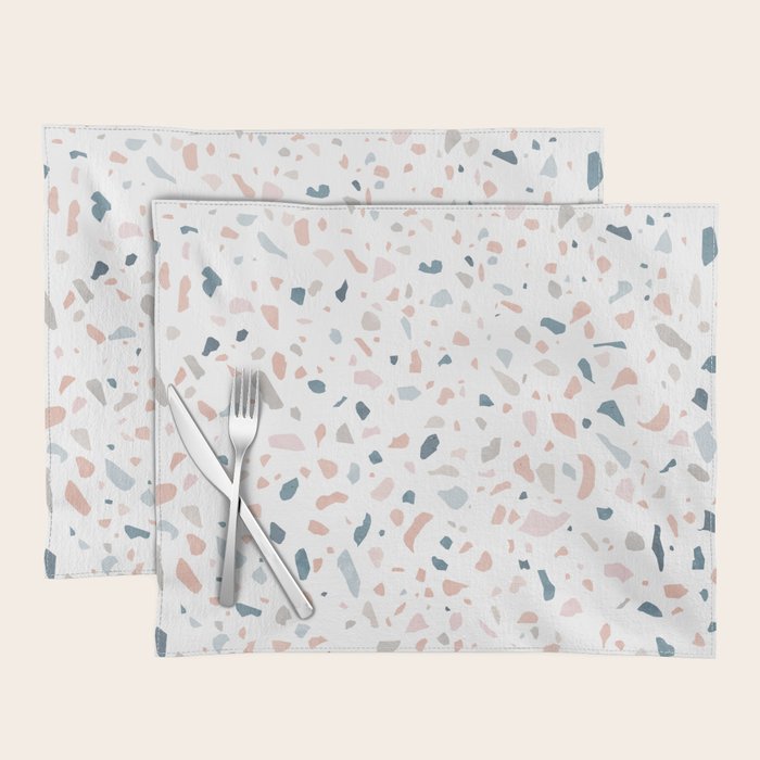Terrazzo memphis blue pink pastel Placemat Gallery Image 1