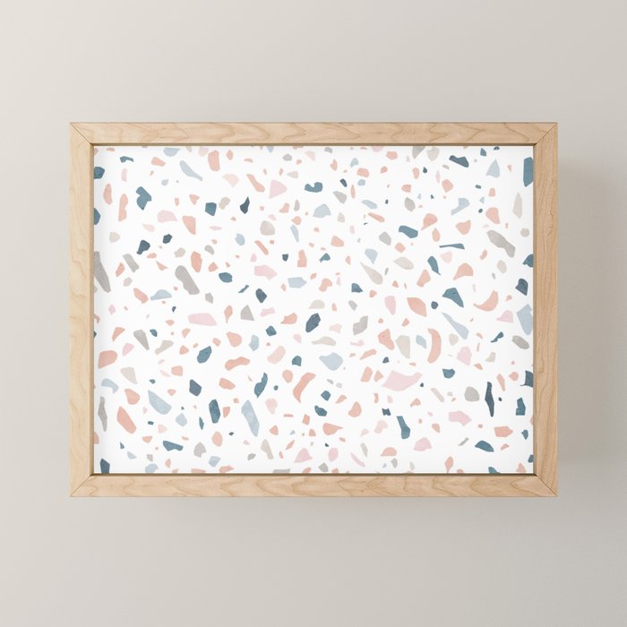 Terrazzo memphis blue pink pastel Mini Art Print Gallery Image 1