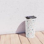 Terrazzo memphis blue pink pastel Travel Mug Gallery Image 4