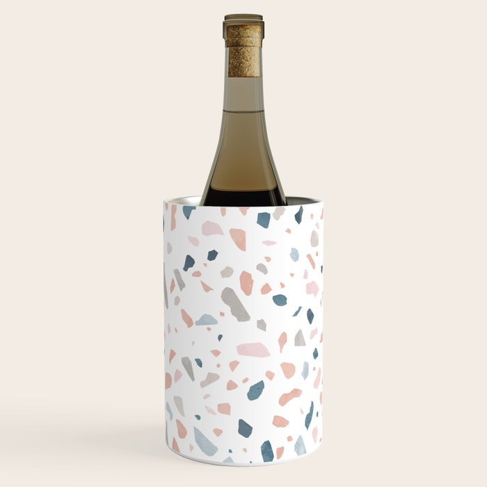 Terrazzo memphis blue pink pastel Wine Chiller Gallery Image 2
