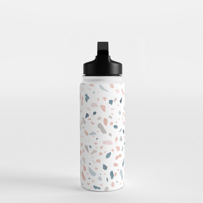 Terrazzo memphis blue pink pastel Water Bottle Gallery Image 3