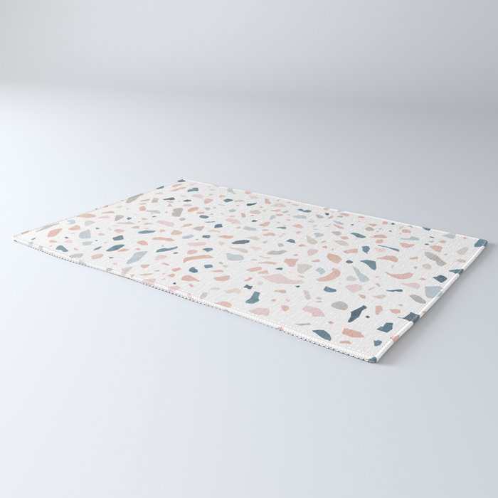 Terrazzo memphis blue pink pastel Rug Gallery Image 3