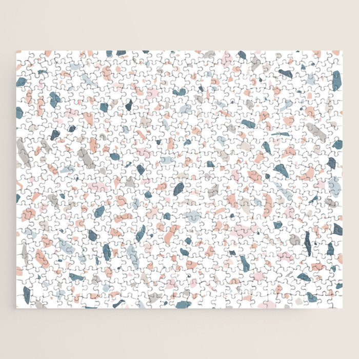 Terrazzo memphis blue pink pastel Jigsaw Puzzle Gallery Image 1