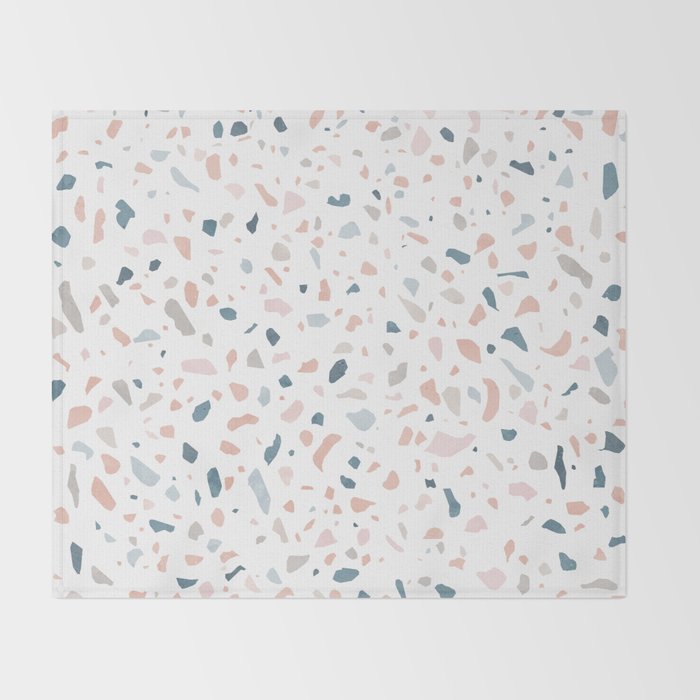 Terrazzo memphis blue pink pastel Throw Blanket Gallery Image 2