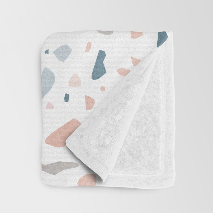 Terrazzo memphis blue pink pastel Throw Blanket Gallery Image 3