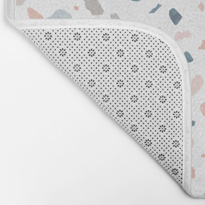 Terrazzo memphis blue pink pastel Bath Mat Gallery Image 2
